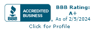 BBB Accredited Business. BBB Rating: A+ as of 2/5/2024. Click for Profile.